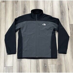 The North Face Softshell Jacket Mens L Black/Grey Full Zip Pockets High Neck